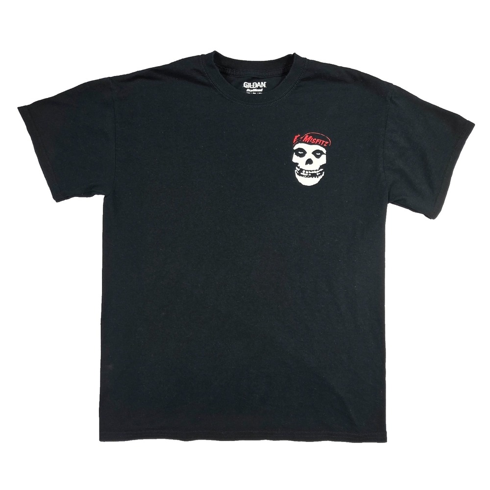 GILDAN DRY BLEND MISFITS TSHIRT ROCK PUNK BAND TEE BLACK LOGO